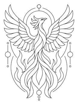 A rising phoenix symbolizing rebirth in an addiction recovery coloring page.