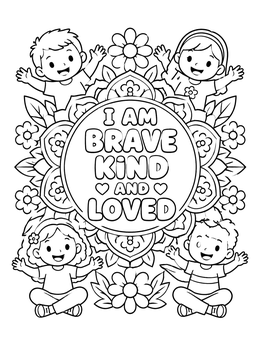Free printable Brave Kind And Loved Kids Mandala coloring page