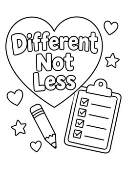 Free printable Different Not Less Checklist Heart coloring page