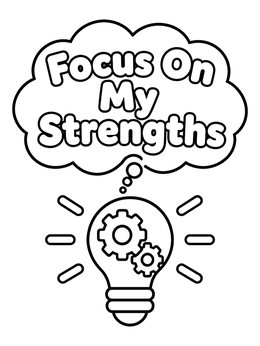 Free printable Focus On My Strengths Lightbulb coloring page