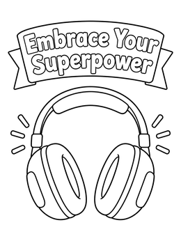 Free printable Noise Cancelling Headphones With Banner coloring page
