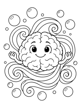 Free printable Mindful Brain With Calming Swirls coloring page