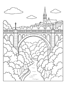 Free printable Adolphe Bridge Over The Valley coloring page