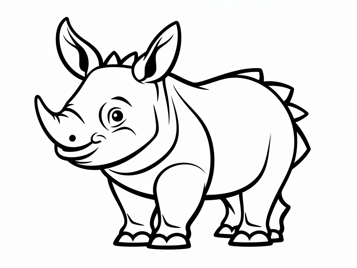 Adorable Rhinoceros Coloring For Children - Coloring Page