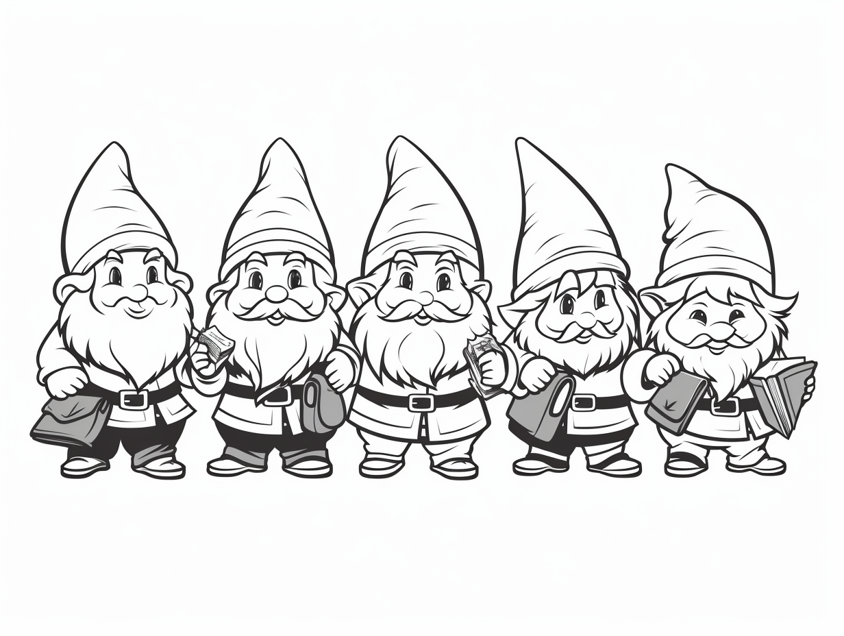 Adorable Seven Dwarfs Coloring Page - Coloring Page