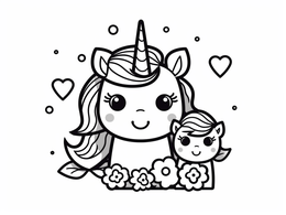 Free printable Adorable Unicorn For Mother's Day coloring page