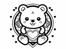 Free printable Adorable Valentine's Day Bear Coloring Sheet coloring page