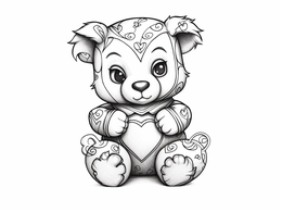 Free printable Adorable Valentine's Teddy Bear Coloring Sheet coloring page