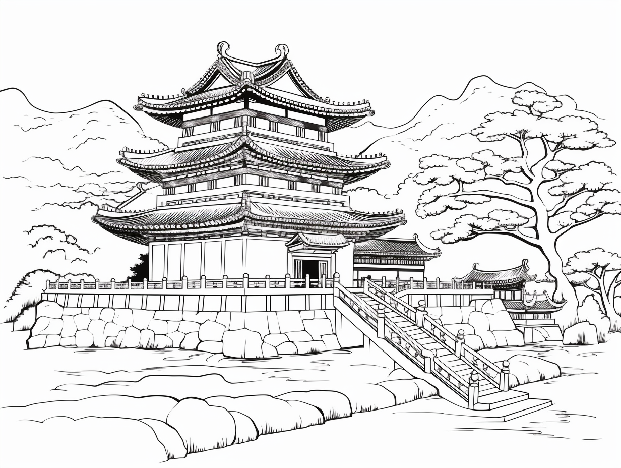 Adult Coloring: Korean Themes - Coloring Page