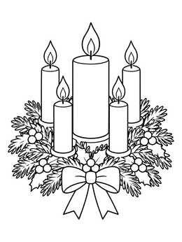 Free printable Advent Wreath With Five Candles coloring page