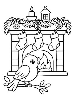 Free printable Songbird By The Cozy Fireplace coloring page