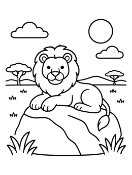 Free printable Cute Lion Resting On A Rock coloring page