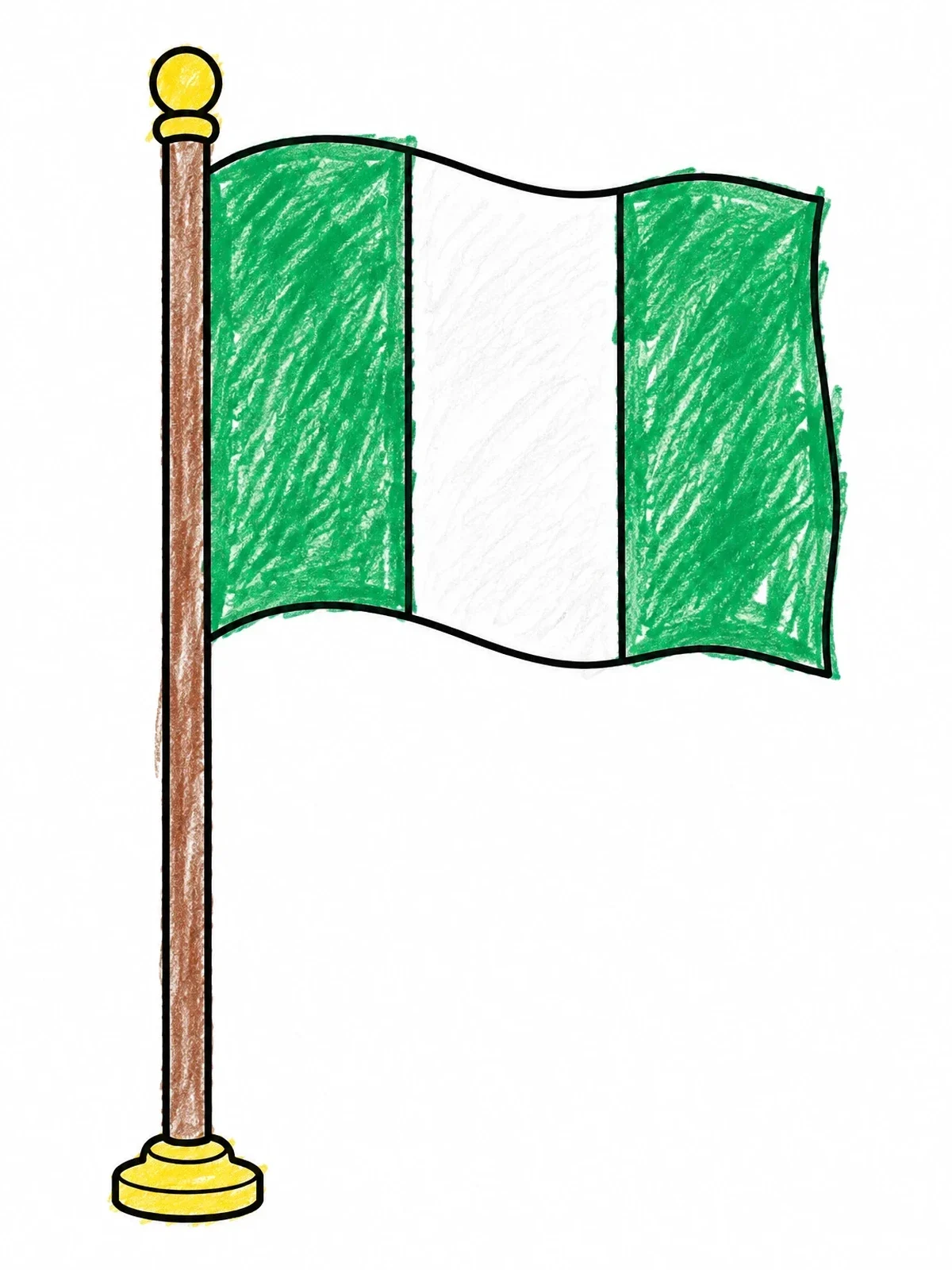 Colored example of the Flag Of Nigeria On Pole coloring page