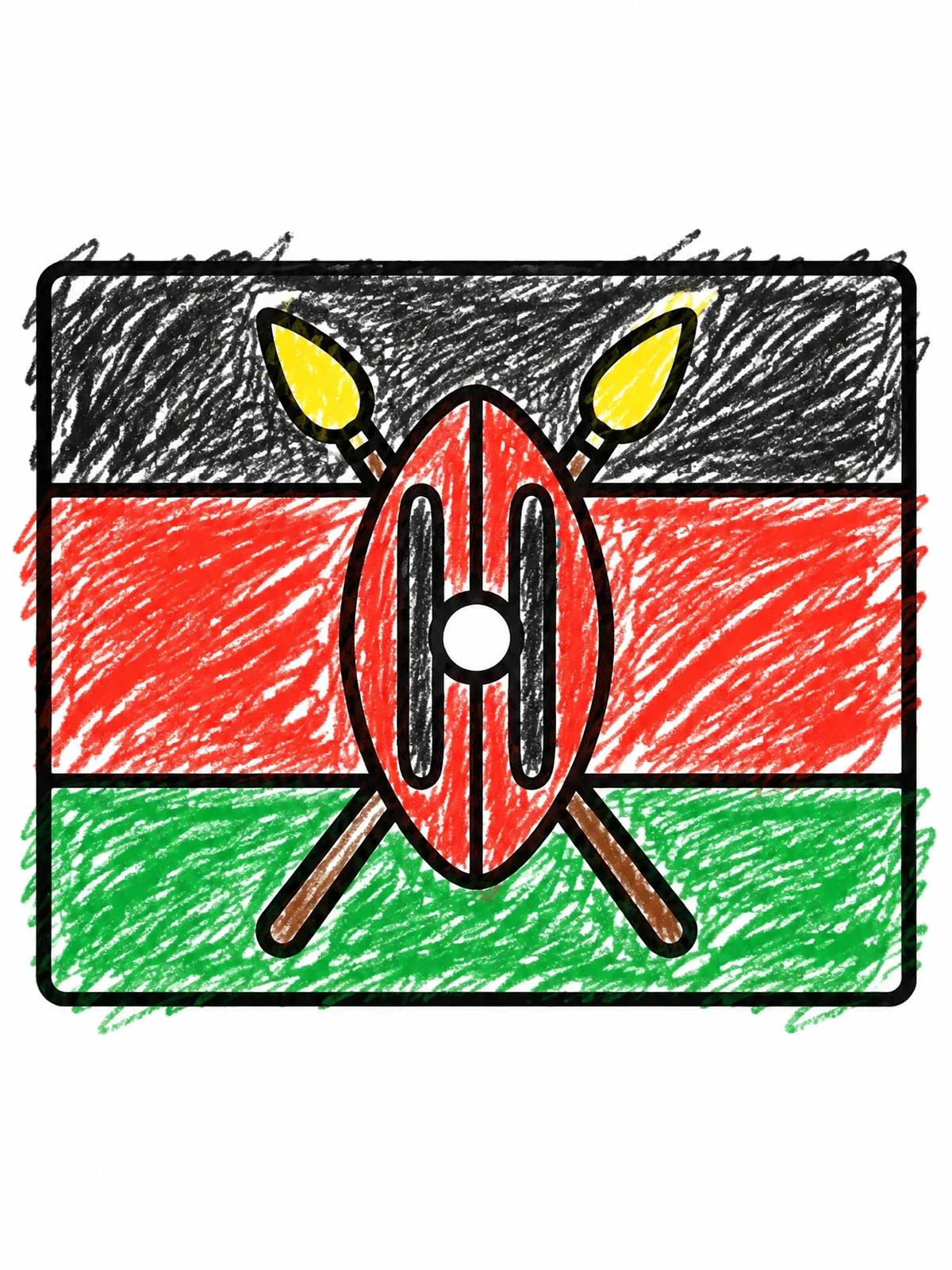 Colored example of the National Flag Of Kenya Outline coloring page