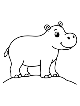 Free printable Cute Hippo On A Hill coloring page