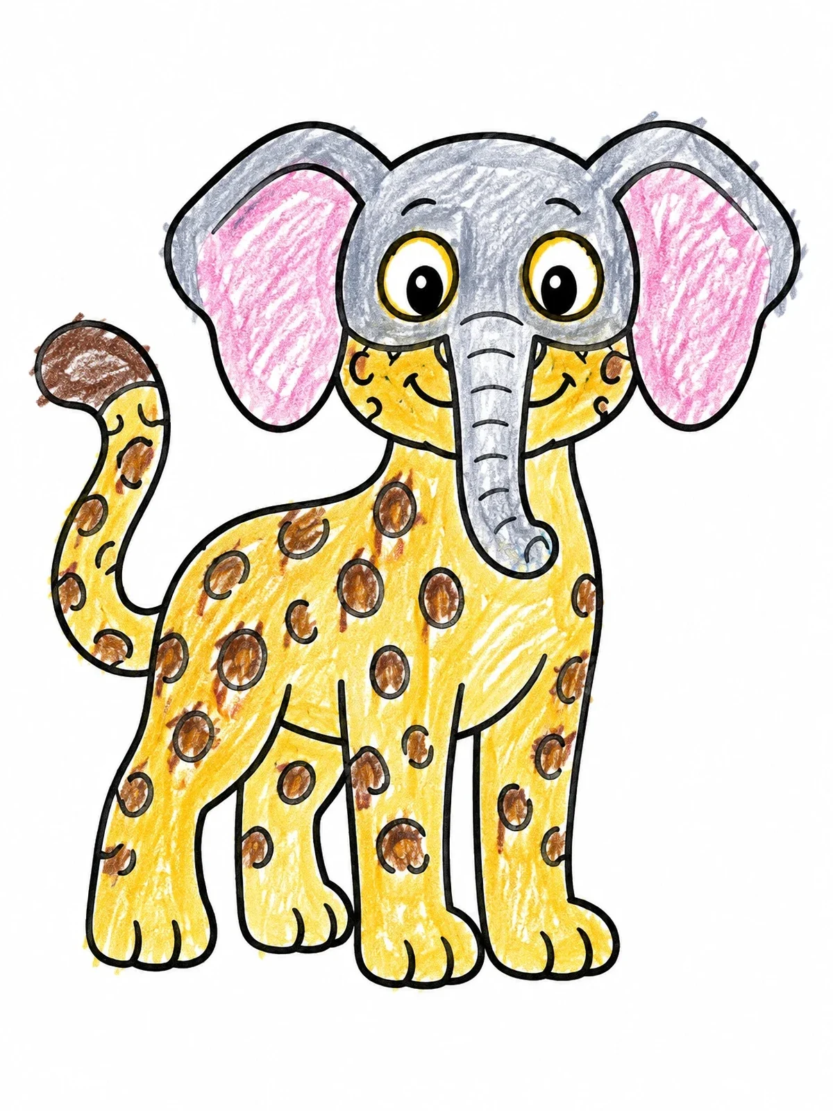Colored example of the Cute Leopard Wearing Elephant Mask coloring page