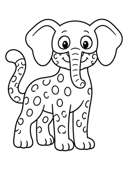 Free printable Cute Leopard Wearing Elephant Mask coloring page