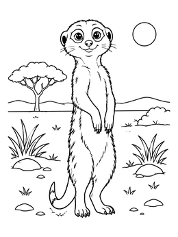 Free printable Cute Meerkat Standing On The Savanna coloring page