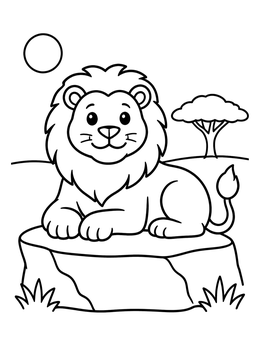 Free printable Friendly Lion On A Rock coloring page
