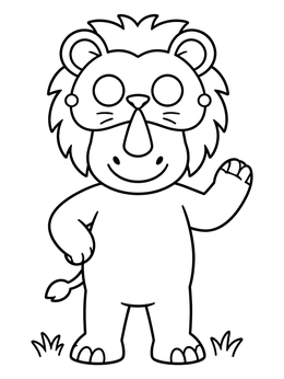 Free printable Rhino Wearing A Lion Mask coloring page