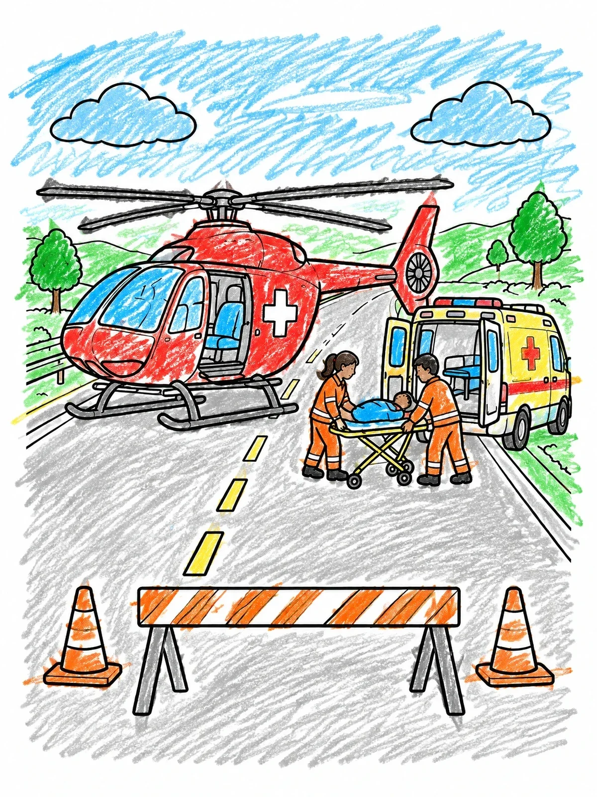 Colored example of the Air Ambulance Emergency Response coloring page