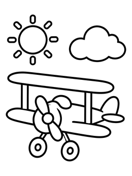 Free printable Cartoon Biplane In The Sky coloring page
