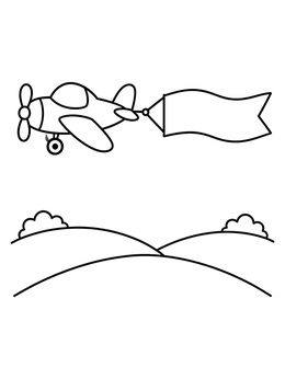 Free printable Cartoon Plane Towing A Banner coloring page