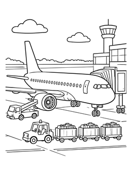Free printable Airplane Parked At Airport Gate coloring page