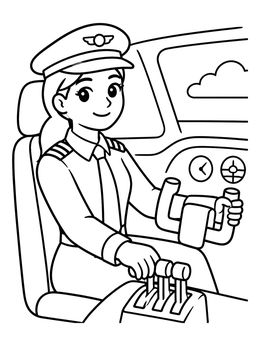 Free printable Friendly Airplane Pilot In Cockpit coloring page