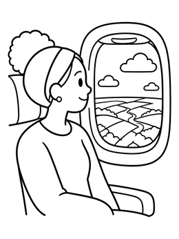 Free printable Airplane Window View Above Fields coloring page