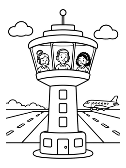 Free printable Air Traffic Control Tower Team coloring page