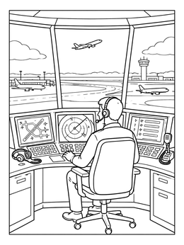 Free printable Air Traffic Controller At The Tower coloring page