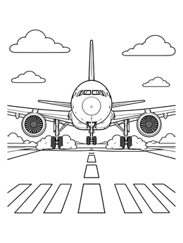 Free printable Airplane Landing On The Runway coloring page