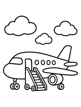 Free printable Cute Airplane With Boarding Stairs coloring page