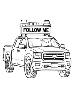 Free printable Airport Follow Me Pickup Truck coloring page