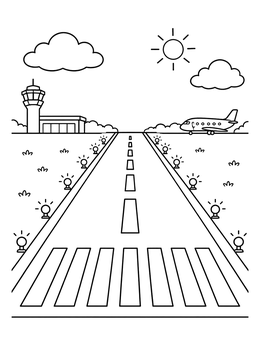 Free printable Airport Runway With Bright Lights coloring page