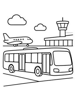 Free printable Airport Shuttle Bus On Tarmac coloring page