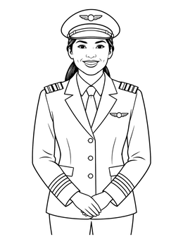Free printable Smiling Airline Pilot In Full Uniform coloring page