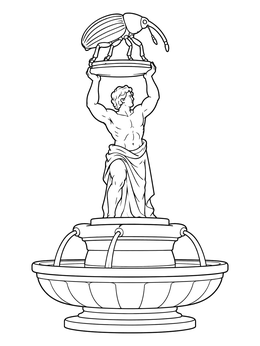 Classic stone fountain statue of a boll weevil monument on this Alabama coloring page.