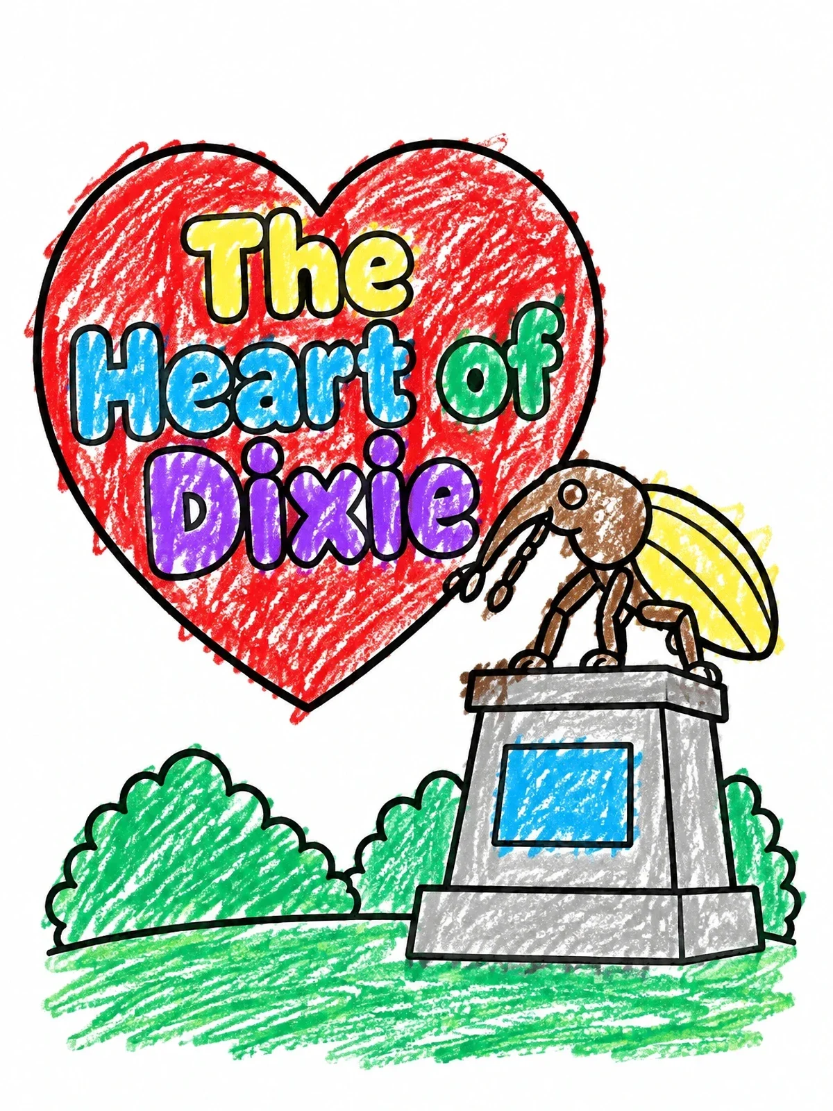 Colored example of the Alabama Boll Weevil Monument coloring page