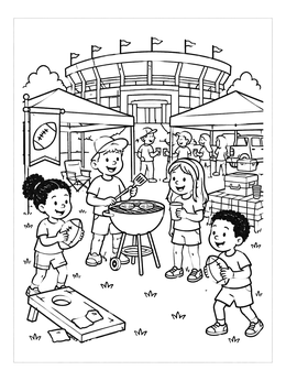 Free printable College Football Tailgate Party coloring page