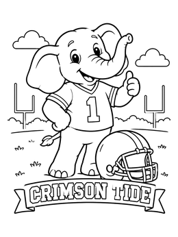 Free printable Cute Elephant Football Mascot coloring page