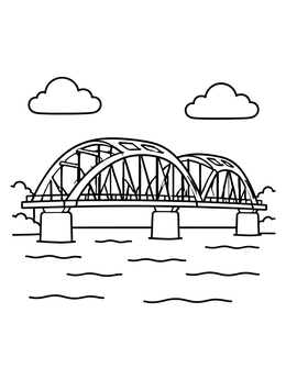 Free printable Historic Arched River Bridge coloring page