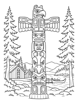 Free printable Carved Totem Pole By Coastal Village coloring page
