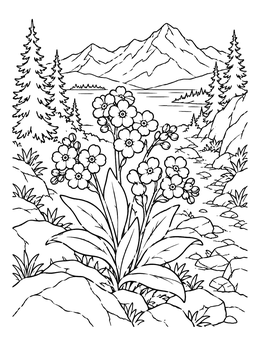 Free printable Alaskan Forget Me Nots By Mountain Lake coloring page