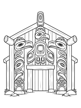Free printable Traditional Alaska Native Clan House coloring page