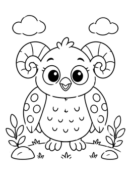 Free printable Cute Alebrije Horned Owl coloring page
