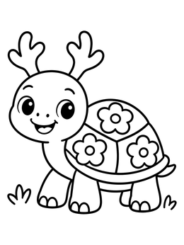 Free printable Cute Alebrije Turtle With Antlers coloring page