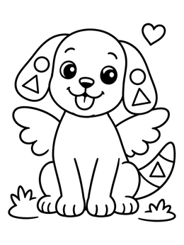 Free printable Cute Winged Alebrije Puppy coloring page