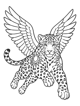 Free printable Winged Alebrije Jaguar In Flight coloring page